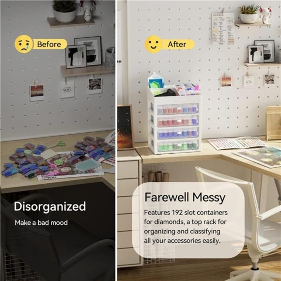 Storage Containers for Diamond Painting Accessories,Art Bead Organizer 4 Drawers - Picture 4 of 8